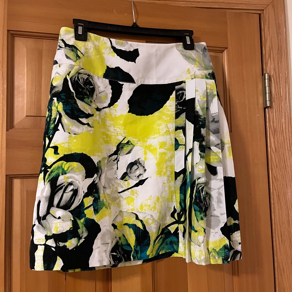 Worthington Yellow and Black A-Line Knee-Length Skirt
